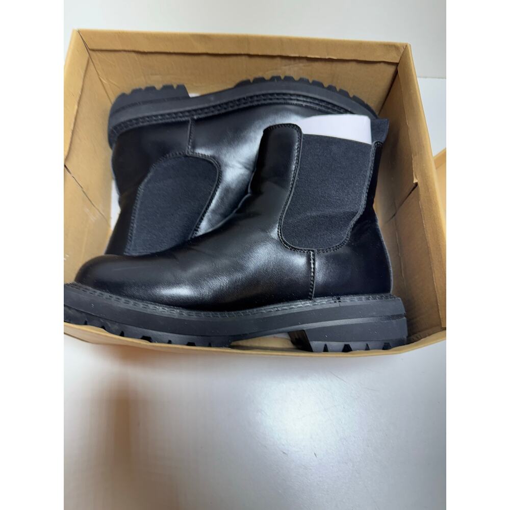 Dunes Memory Foam Chunky Black Ankle Boots Size 8W Women’s New In Box - Picture 7 of 8